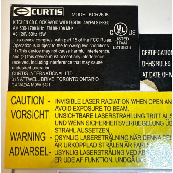 Curtis Undercounter PLL Tuning Am Fm Stereo Radio Cd Player Remote READ - Picture 10 of 12